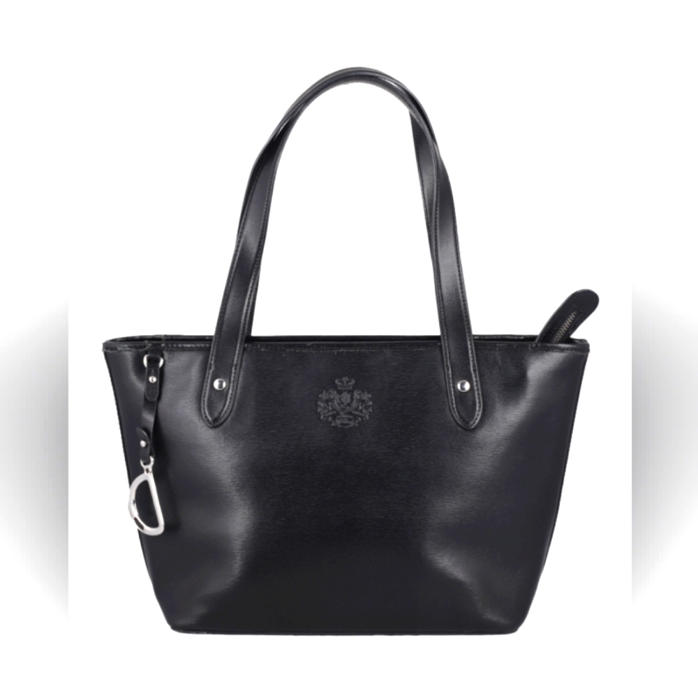 EUC Lauren Ralph Lauren R.L.L. Black Saffiano Leather Shoulder Tote